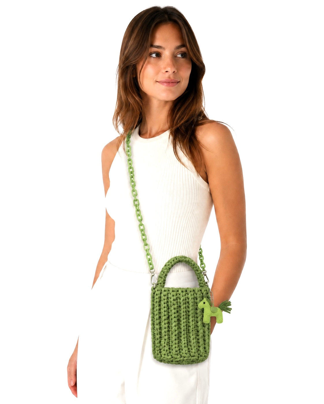 
                  
                    Roundy Mini Bucket Bag in Olive Green
                  
                
