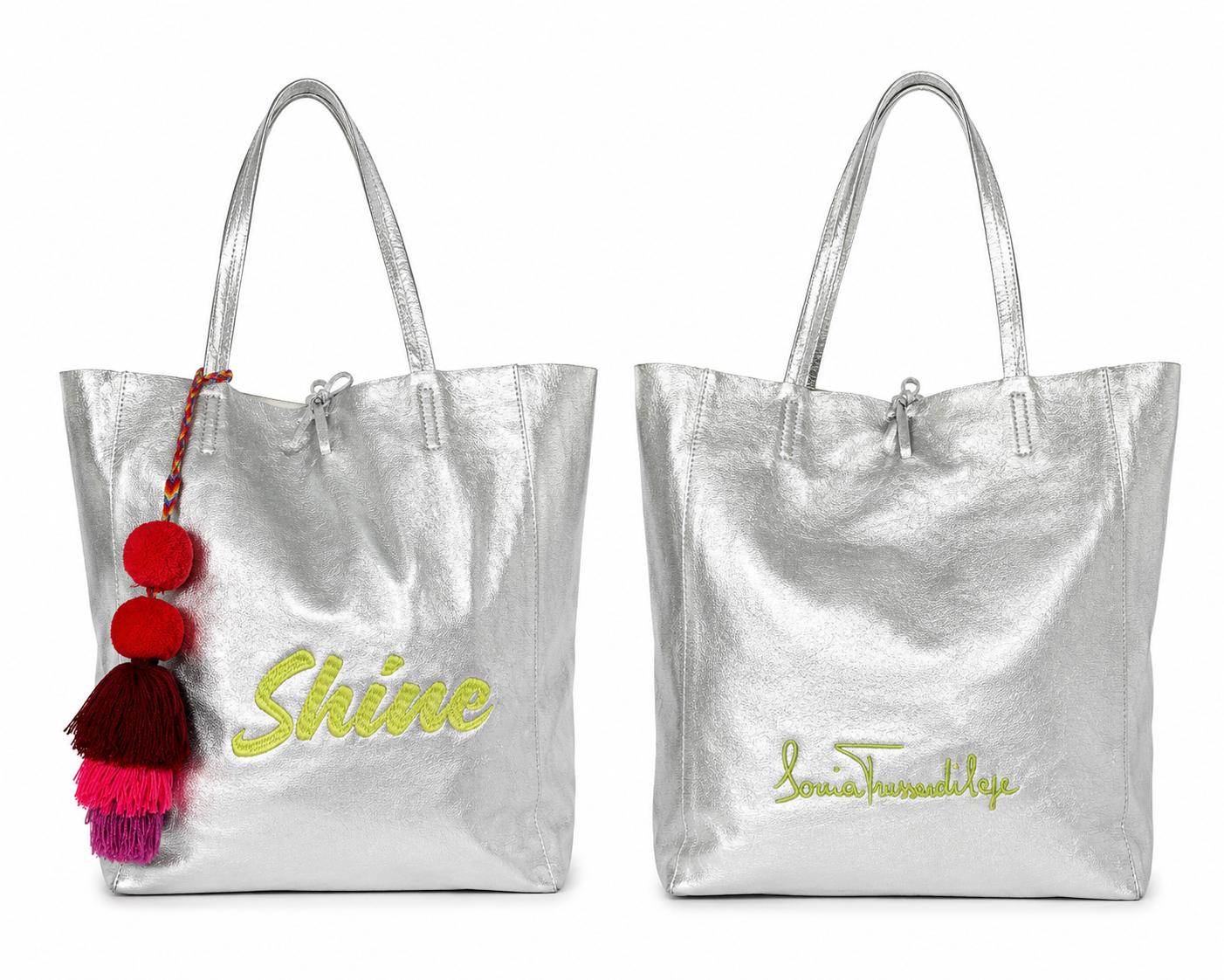 
                  
                    Vibrant inspiration tote in metallic silver
                  
                