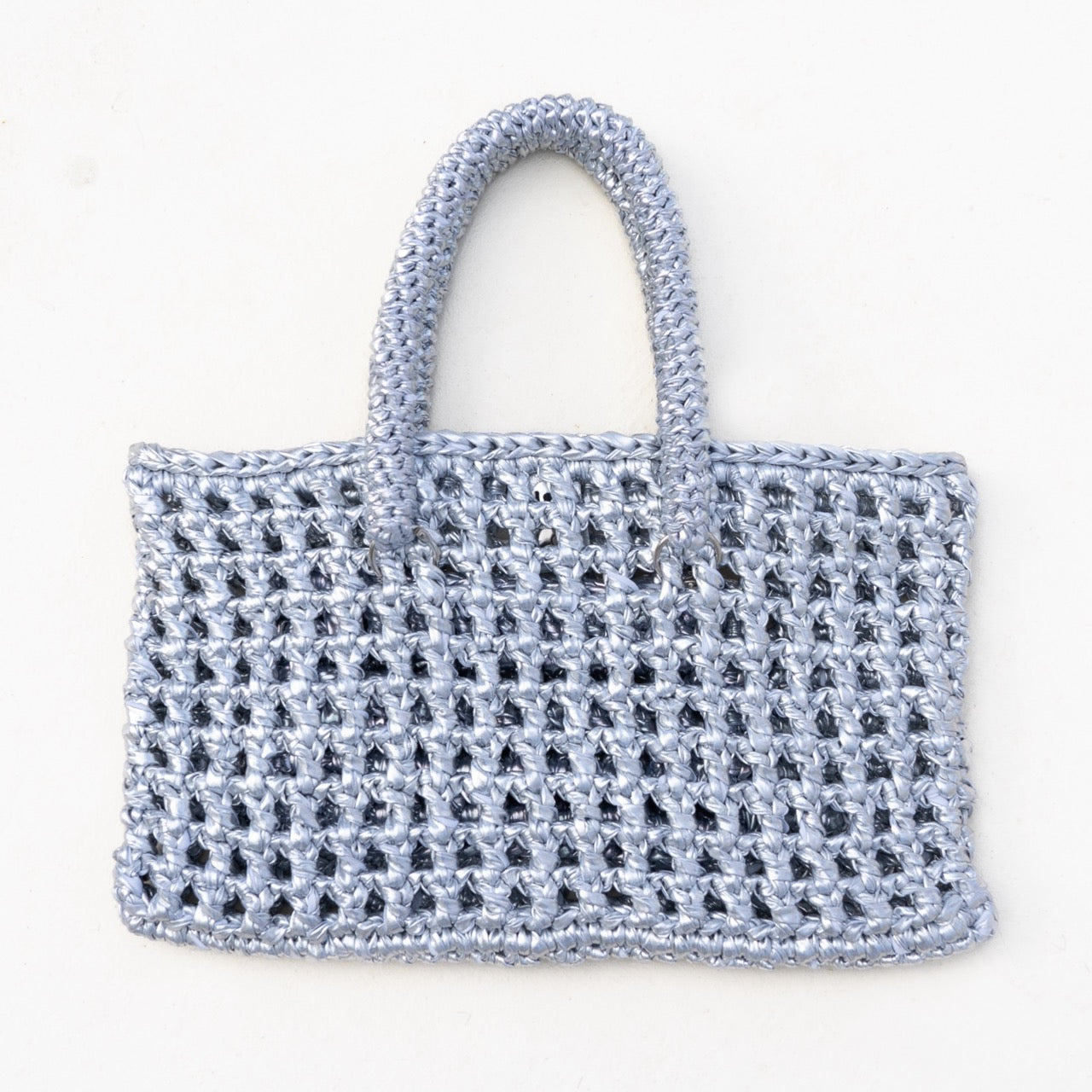 
                  
                    Luna Crochet Shoulder Bag in Metallic Silver
                  
                