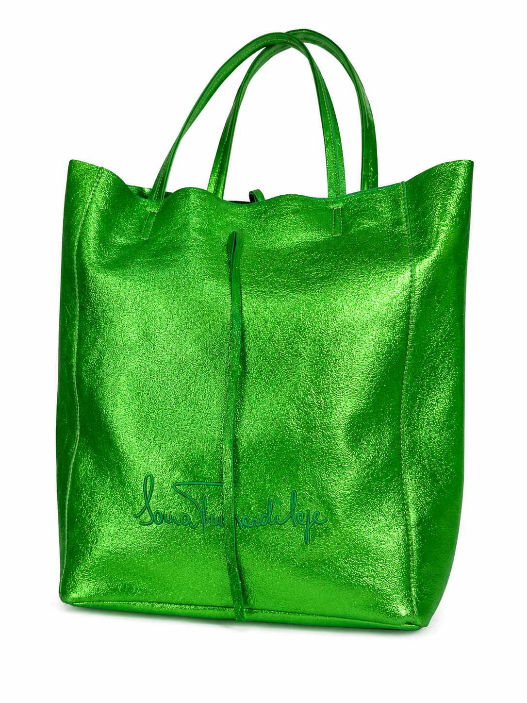 
                  
                    Stella Metallic Green Leather Tote Bag | Handmade in Italy
                  
                
