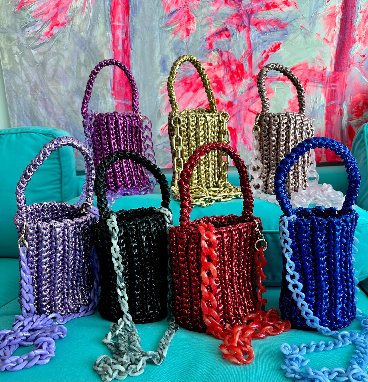 
                  
                    Roundy Mini Bucket Bag in Metallic Blue
                  
                